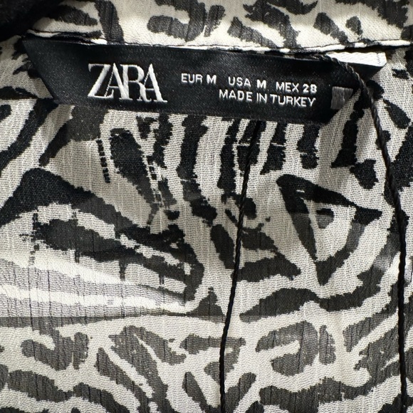🖤🤍 ZARA Zebra Print Belted Shirt Dress – Size M | New (No Tags) - Picture 3 of 4